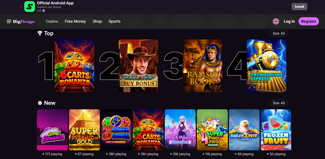 BigDrago Casino Slots and Live